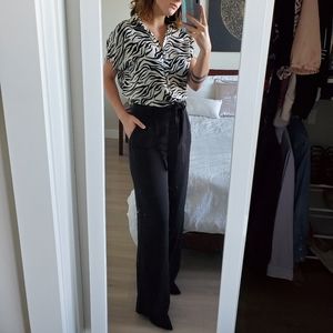 High Waisted Wide Leg Black Pants
